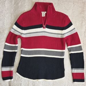 St. John's Bay Red and Black Striped Turtleneck Sweater
